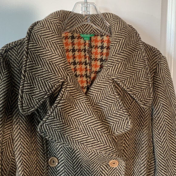 UNITED COLORS OF BENETTON Vintage Brown Houndstooth Jacket - Size 46 (Medium) - Picture 4 of 16